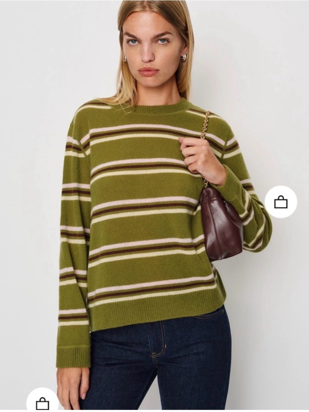Reformation Cashmere Boyfriend Striped Sweater